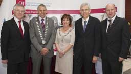 Dr Barry O'Connor, Registrar  & Vice President for Academic Affairs CIT; Cllr Kevin Murphy, Cork County Mayor; Cllr Catherine Clancy, Cork City Deputy Lord Mayor; Dr Brendan Murphy, President, CIT; and Dr Hugh McGlynn, Head of School, Science & Infomatics, CIT;